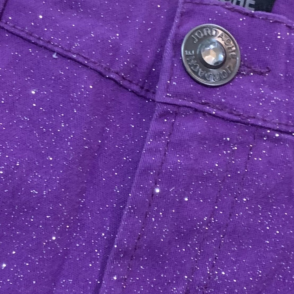 Jordache Girls Glitter Cutoff Short 8 New with Tags Bright Violet Frayed Sweet - Picture 7 of 10
